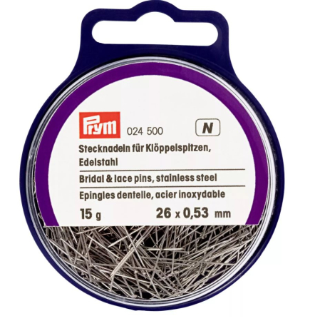 Prym Klöppelstecknadeln Edelstahl 26 x 0,53 mm für Klöppelarbeiten und Spitzenherstellung